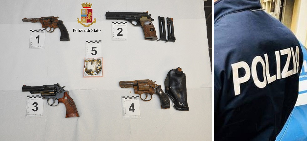 Quattro pistole nascoste in un giardino vicino al covo dei ladri di appartamento